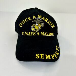 USMC US Marines Hat NWT Embroidered Black Gold Cap Semper Fi Marine Baseball